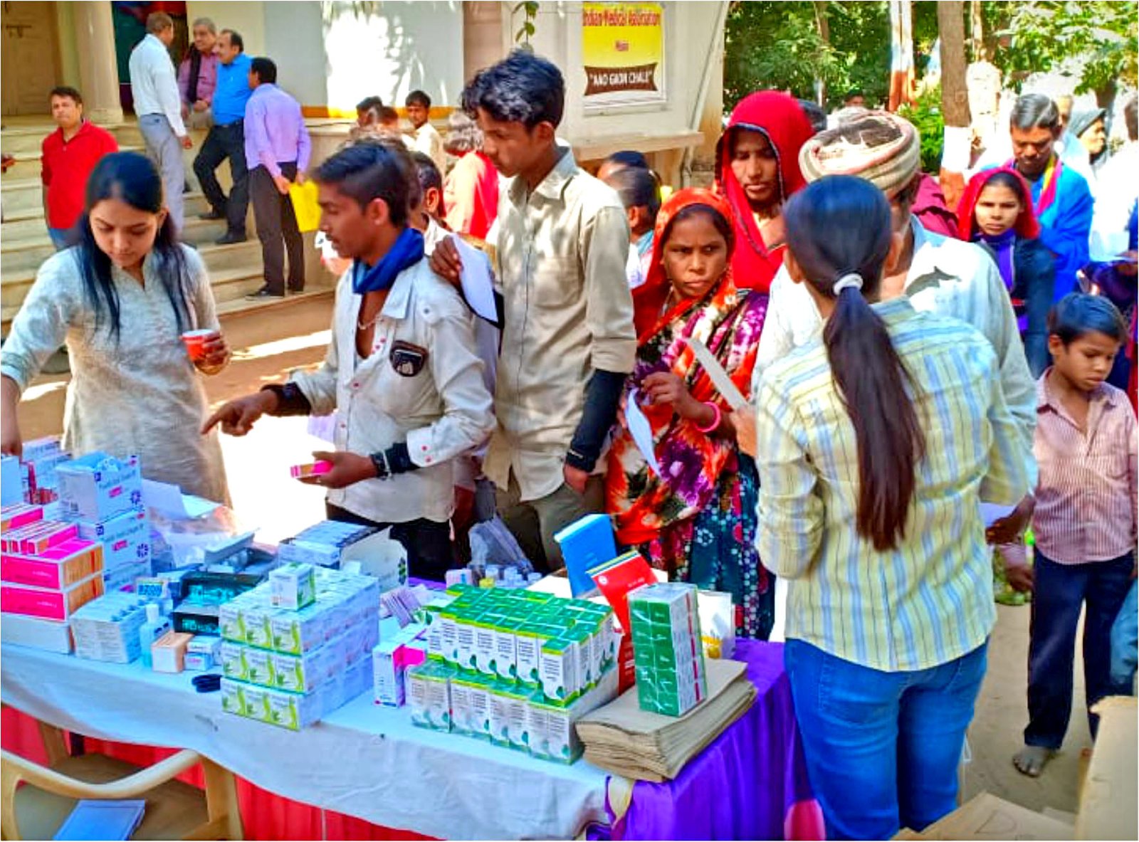 Ophthalmic vision checkup and free spectacles screening at Virampur.